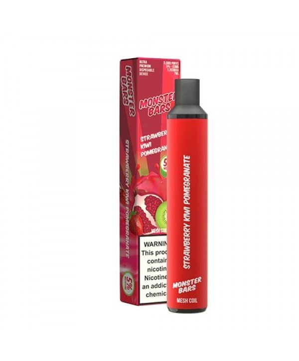 Monster Bars 3500 Strawberry Kiwi Pomegranate Disposable Vape Pen