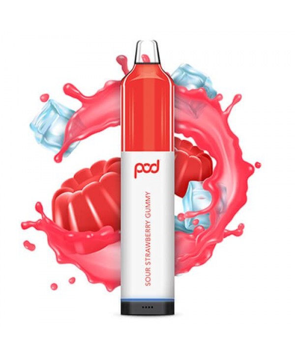 Pod Juice Synthetic Mesh 5500 Sour Strawberry Gummy Disposable Vape Pen