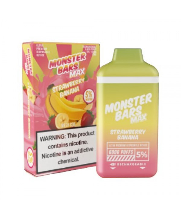 Monster Bars MAX 6k Strawberry Banana Disposable Vape Pen